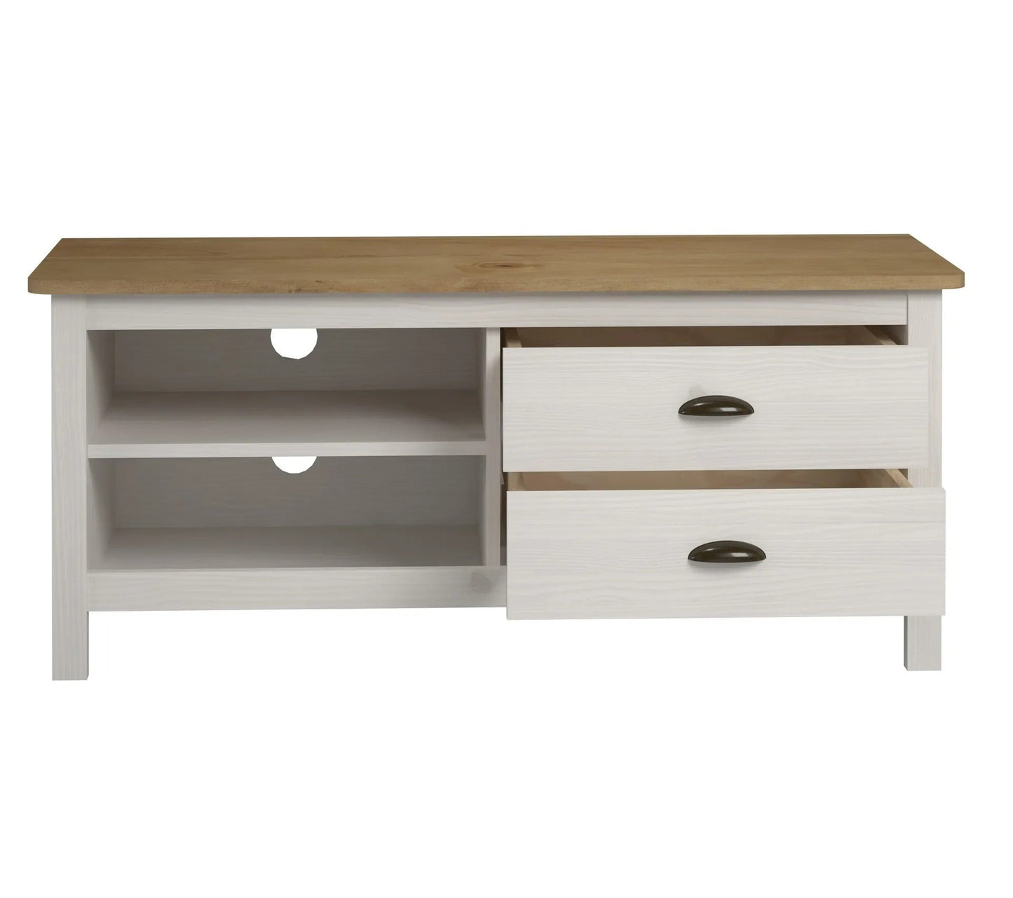 TV-Schrank L.110 cm MAYA Massivholz weiß