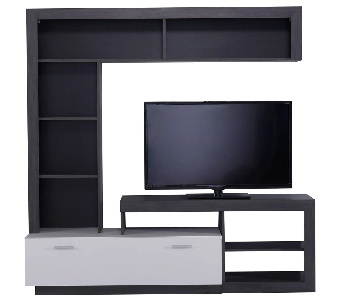 Mueble TV GLEN Blanco y negro imitación madera