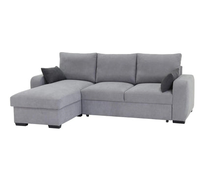 Canapé d'angle convertible méridienne réversible tissu gris clair BROADWAY