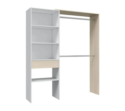 Configuración de vestidor reversible Blanco/roble - Daji - L 158 XL 40 XH 187 Cm