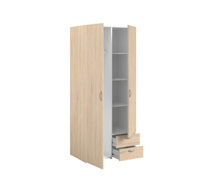 Armoire DAILY2 avec 2 portes 2 tiroirs imitation Chêne sonoma et blanc