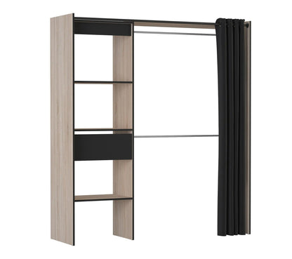 Armoire dressing extensible MOKA imitation Chêne brossé et noir