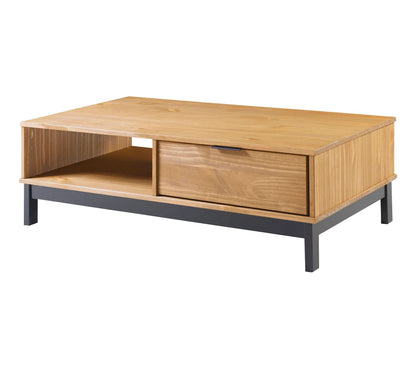 Mesa de centro estilo taller BRONX Madera maciza y negra