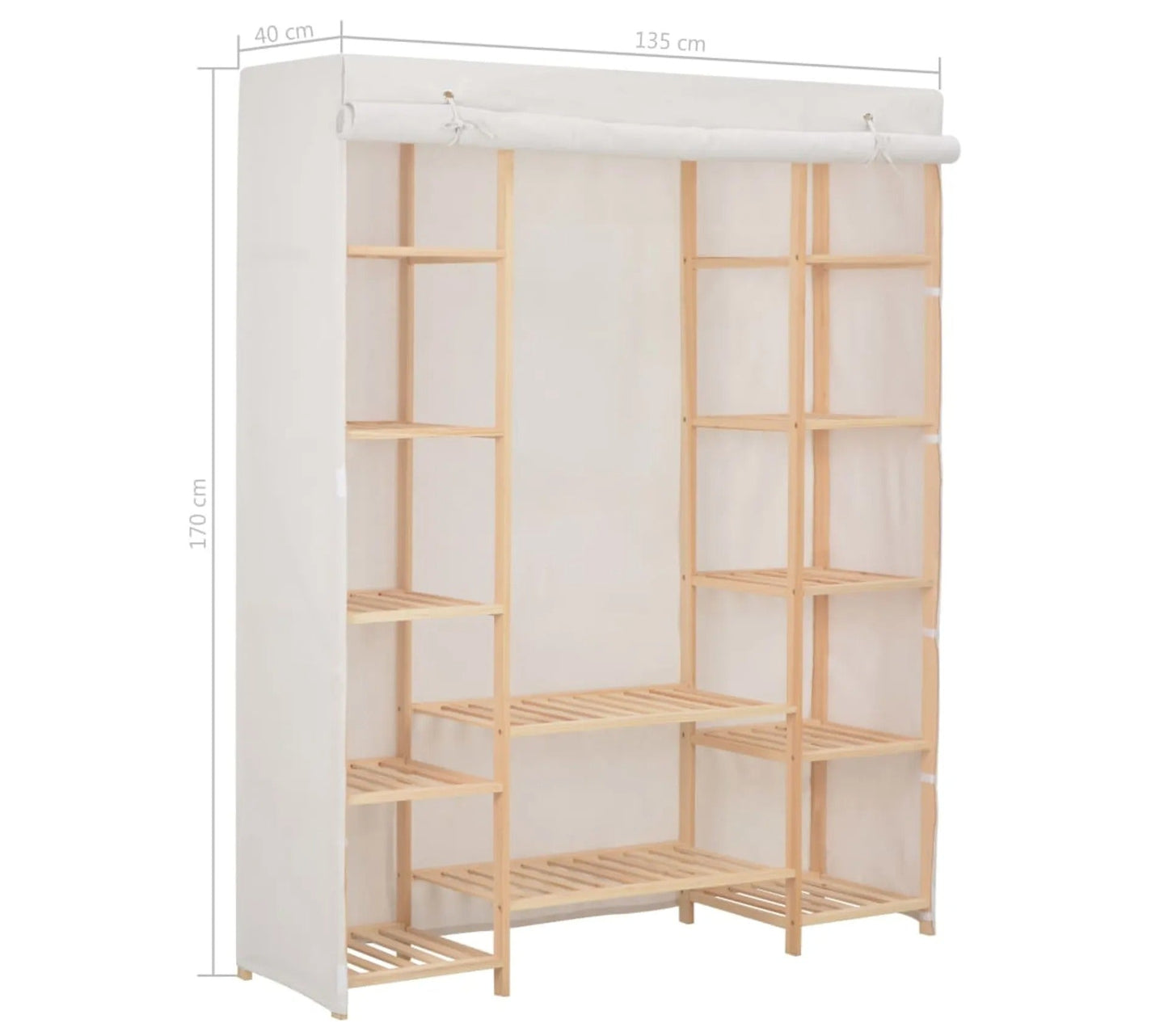 Kleiderschrank Weiß 135 x 40 x 170 cm Stoff