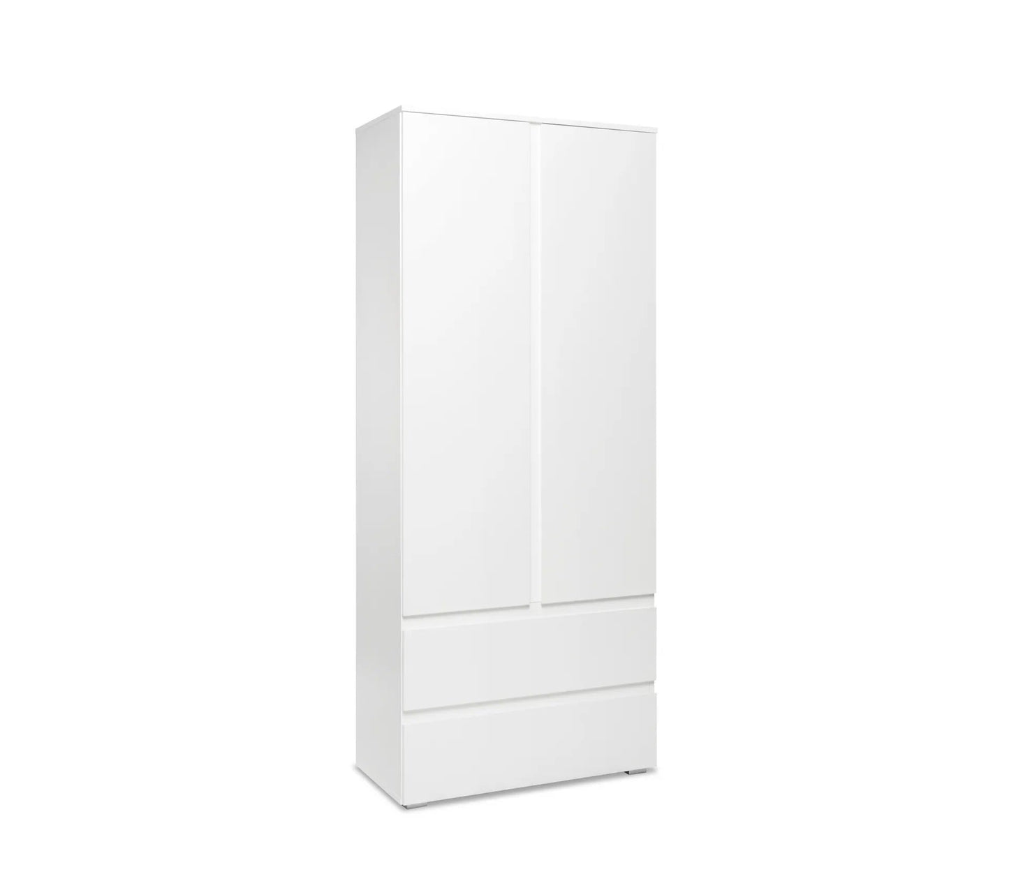 Armoire 2 portes 2 tiroirs LUMIA blanc