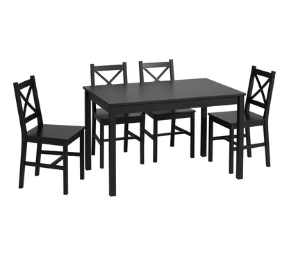 Mesa de comedor + 4 sillas OWEN negras