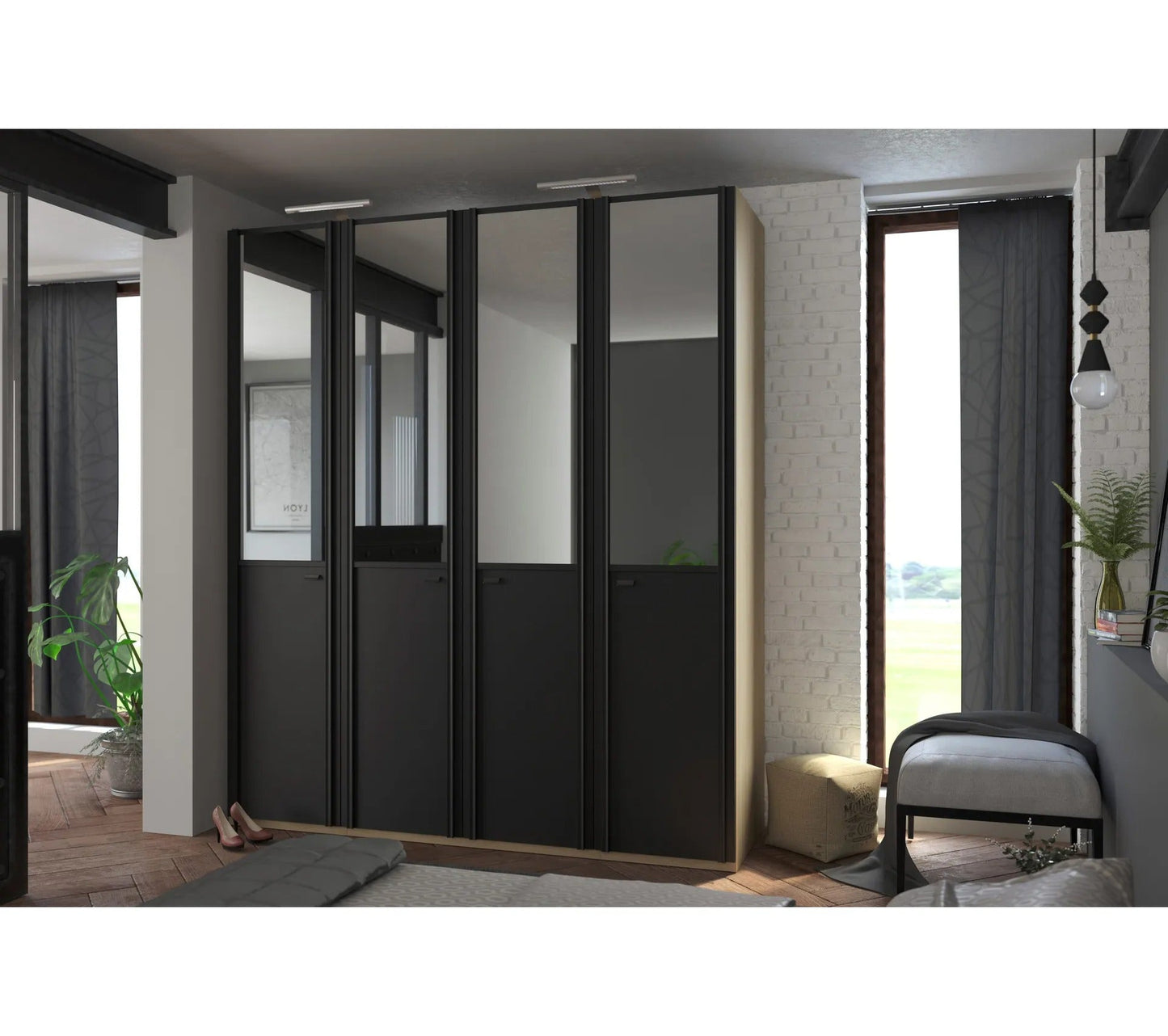 Puerta L50 cm Atelier Extenso Negro/Espejo