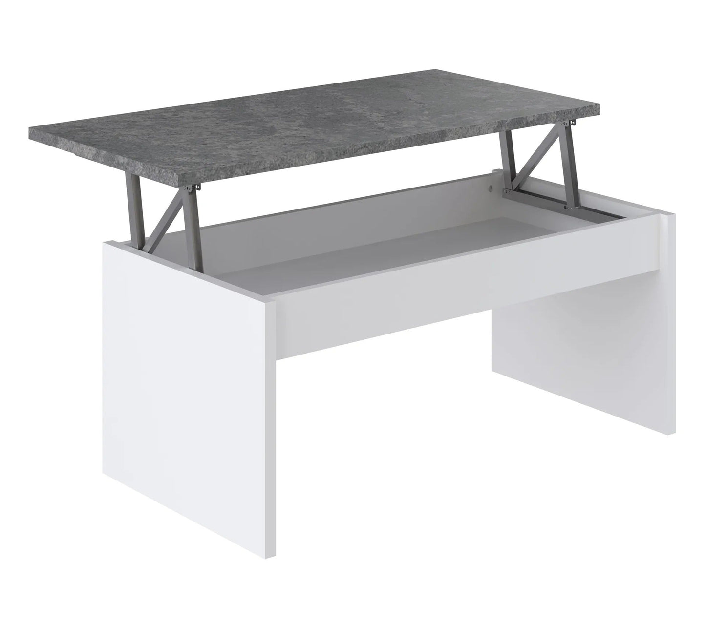 Table basse avec plateau relevable YANA Blanc et imitation béton