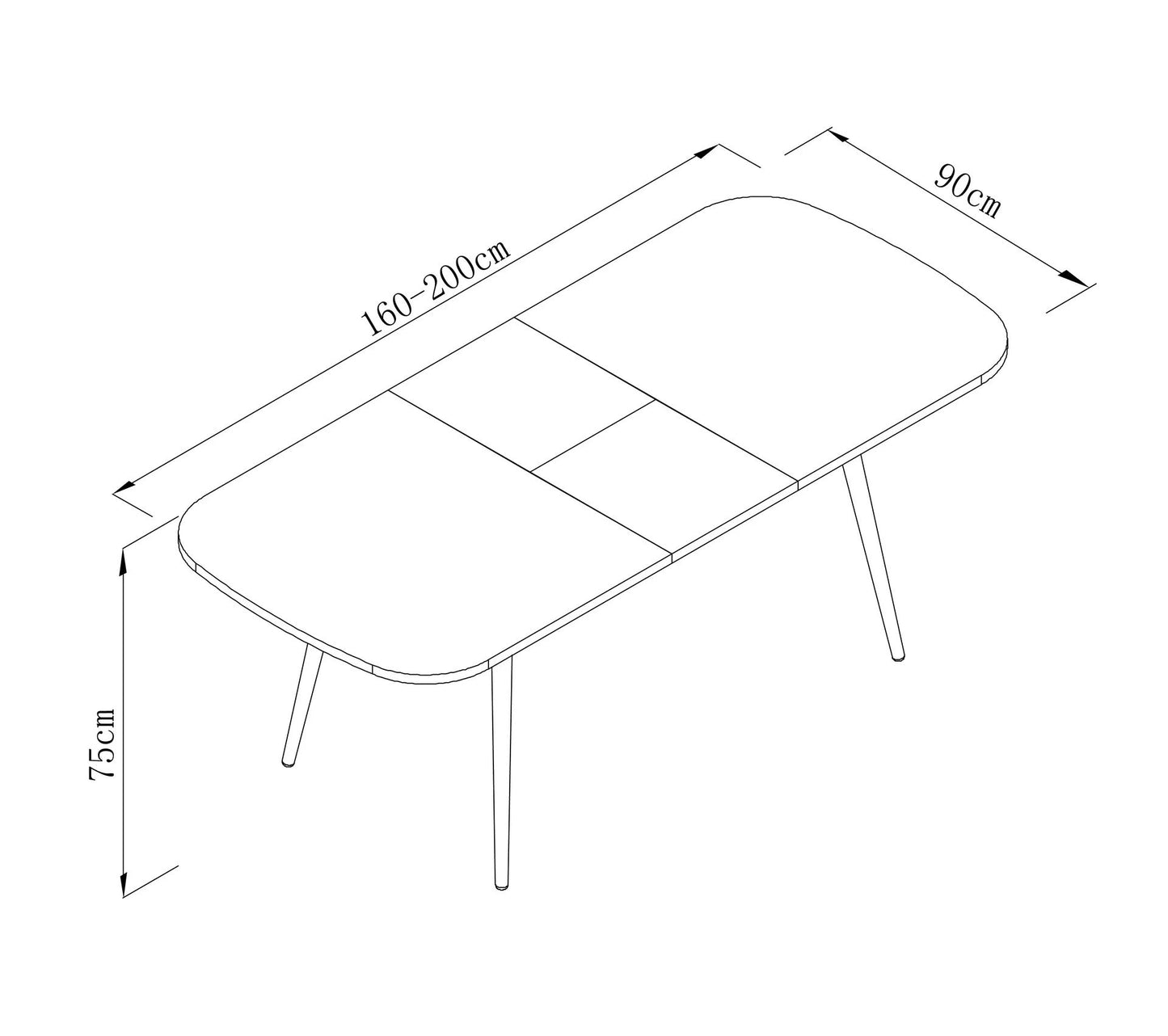 Table à manger extensible 160-200 x 90 cm COLUMBUS imitation chêne