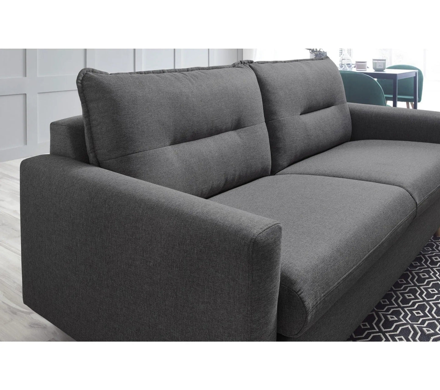 Canapé 3 places convertible semi-express SINKI tissu gris anthracite couchage 182x142cm