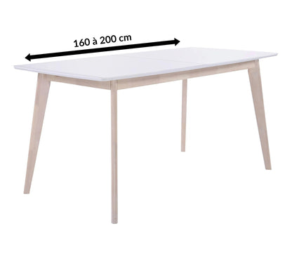 Mesa extensible L160-200 cm MALENA madera escandinava y blanco