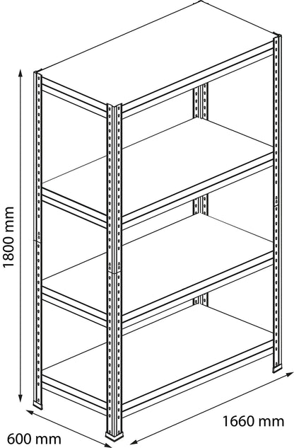 Étagère de garage en acier thermo-lacqué GoodHome Rand H. 180 x L. 165,6 x P. 60 cm