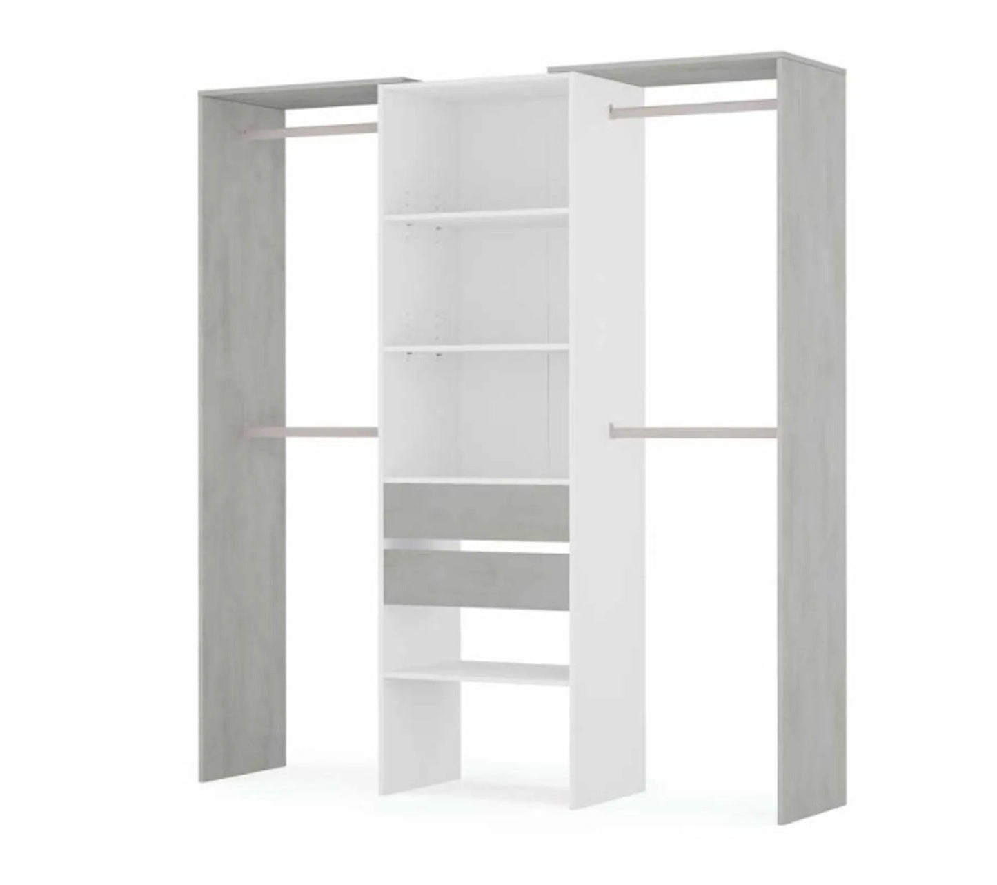 Arreglo vestidor Blanco/Cemento claro - Kiyin - L 179 XL 50 XH 202 Cm