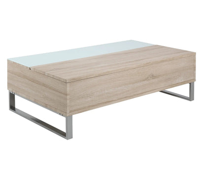 Table basse plateau relevable AZALEA Blanc et imitation chêne