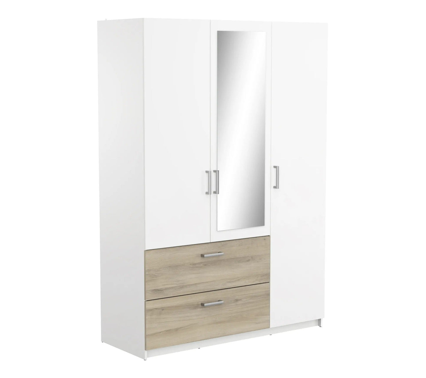 Armoire 3 portes 2 tiroirs L.134 cm READY imitation chêne kronberg et blanc