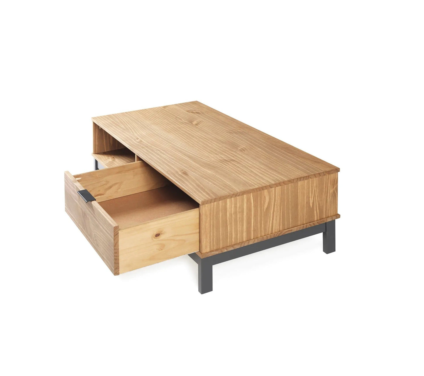 Mesa de centro estilo taller BRONX Madera maciza y negra