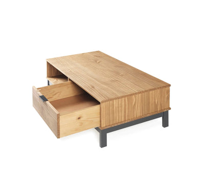 Mesa de centro estilo taller BRONX Madera maciza y negra