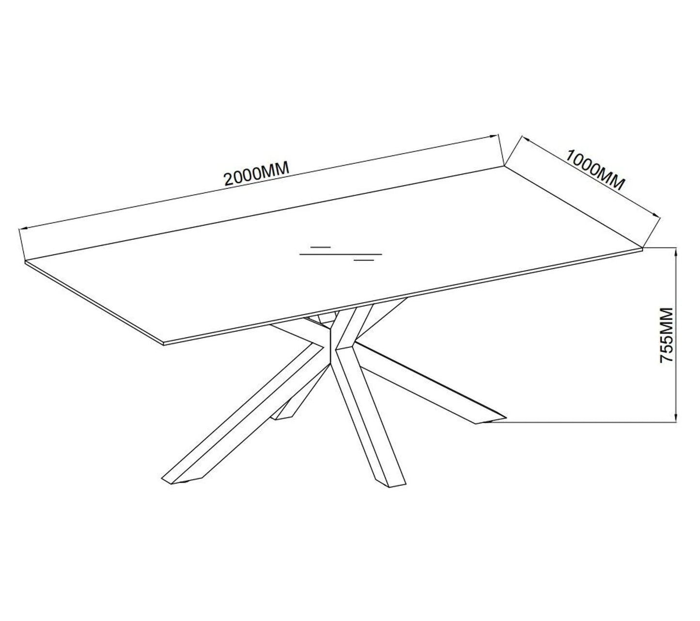 Table de séjour L.200cm BALA gris céramique