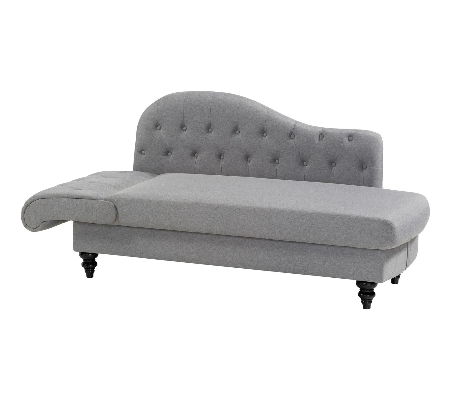 Méridienne convertible avec coffre LALOU Tissu gris