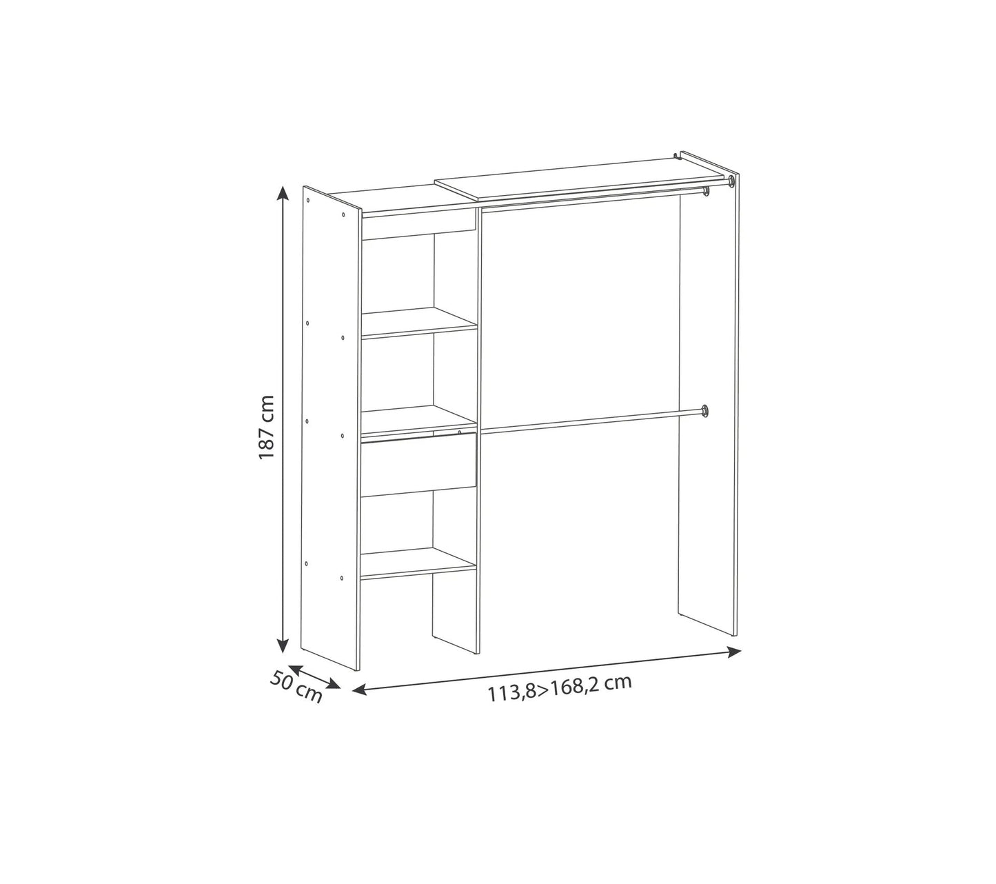 Vestidor extensible MOKA imitación roble Kronberg