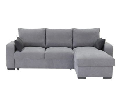 Canapé d'angle convertible méridienne réversible tissu gris clair BROADWAY