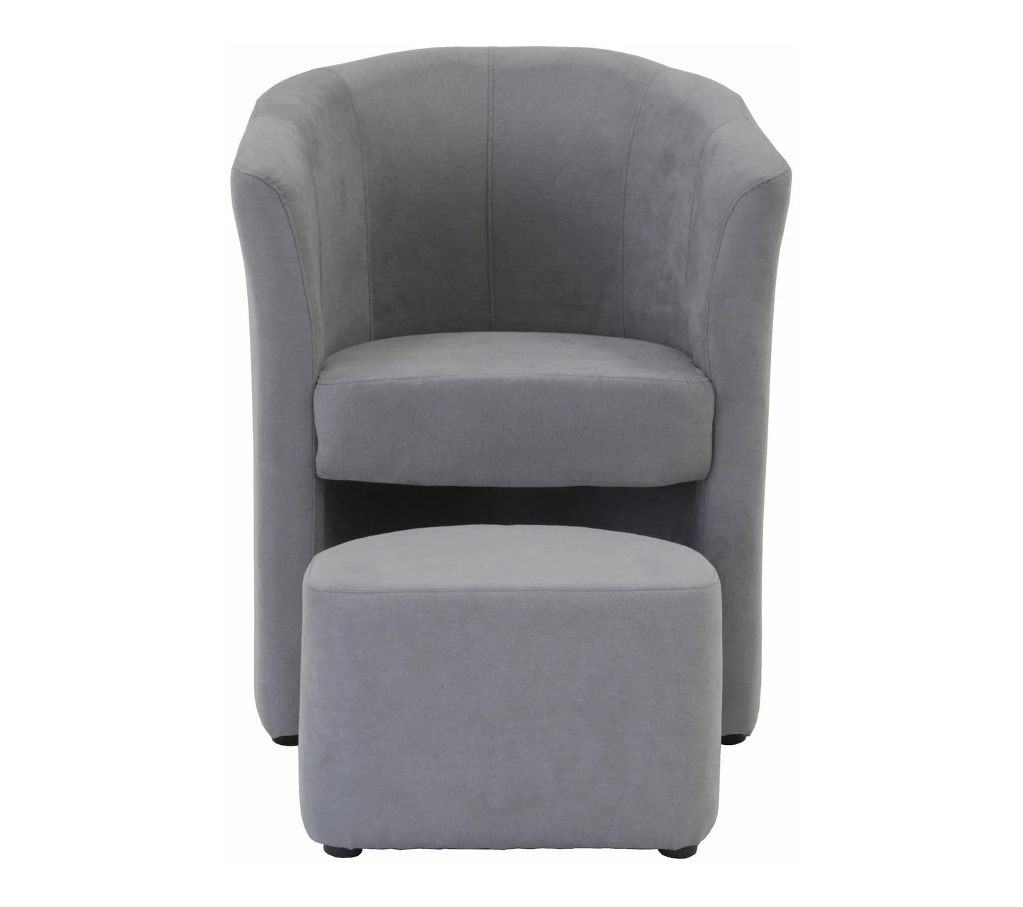 Fauteuil cabriolet et pouf CLAYTON tissu Soro gris clair