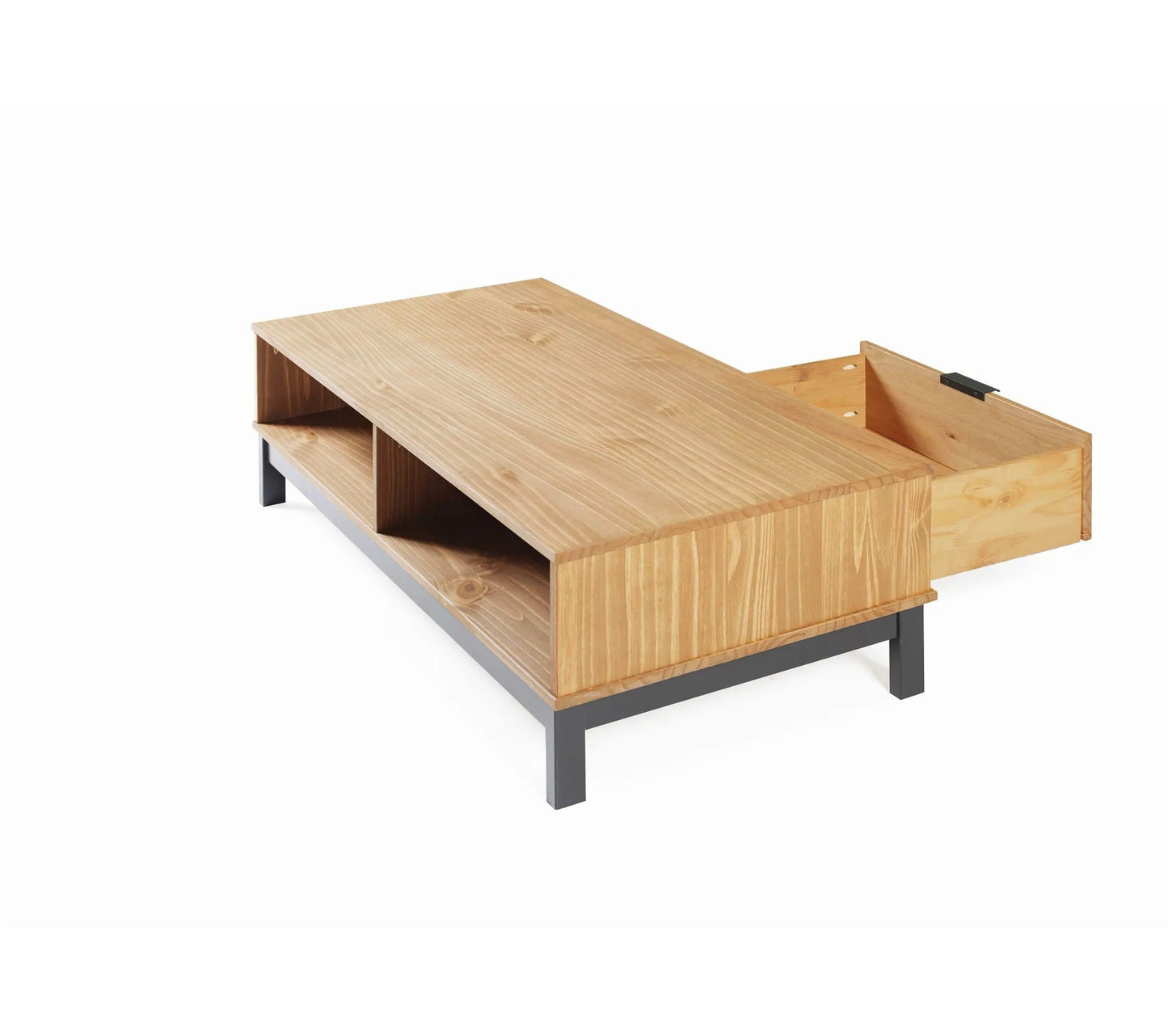 Mesa de centro estilo taller BRONX Madera maciza y negra