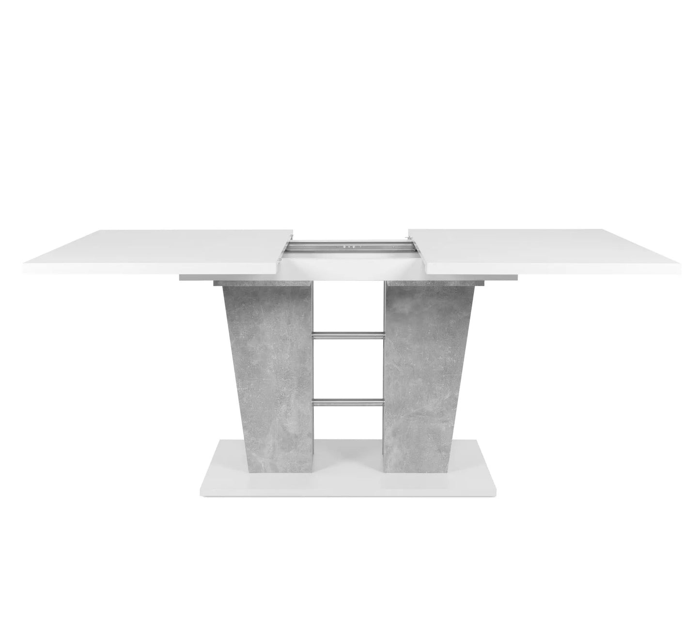 Table extensible L.140 à 180 cm LEXIE blanc et imitation béton