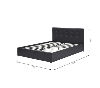 Lit coffre 140x190 cm avec sommier SYLA 2 en polyuréthane noir