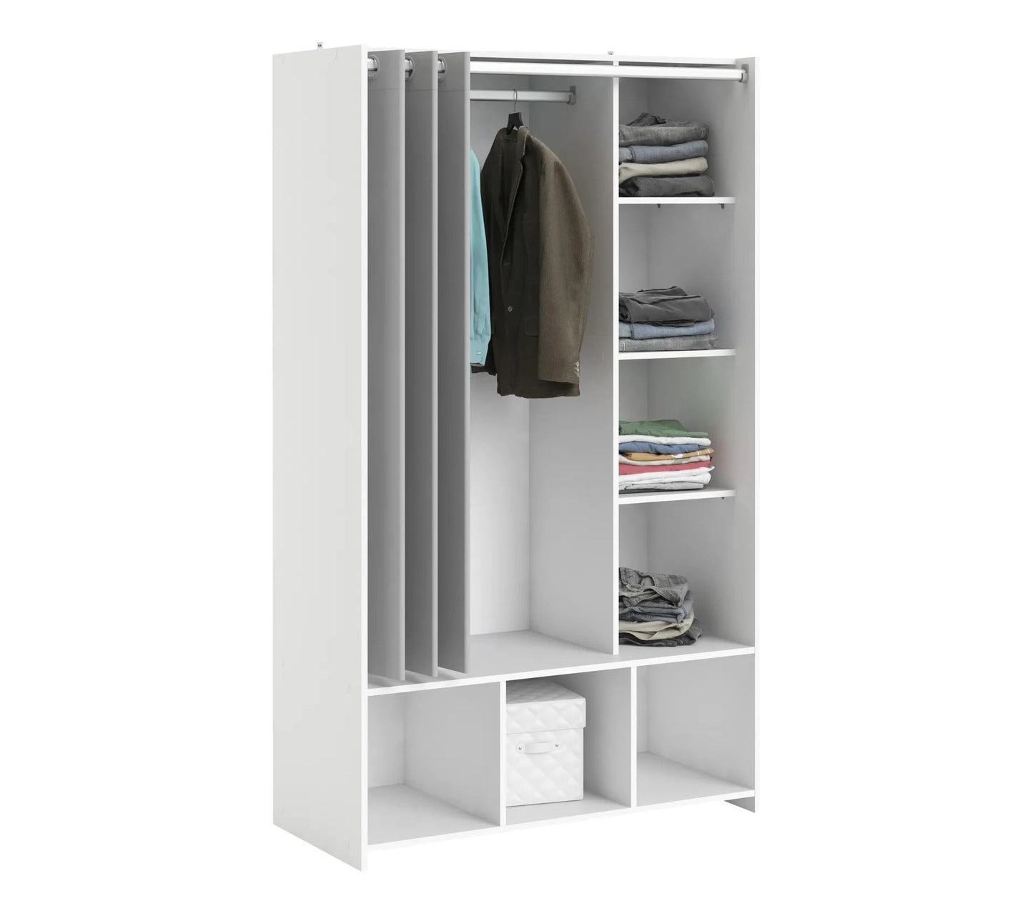 Kit vestidor con cortina gris L.105 cm OPTIMAL 2 blanco