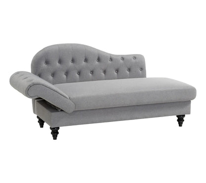 Méridienne convertible avec coffre LALOU Tissu gris