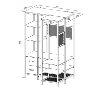 MALLORY vestidor esquinero modular estilo industrial