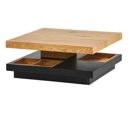 Table basse plateau pivotant TURN Imitation chêne et noir