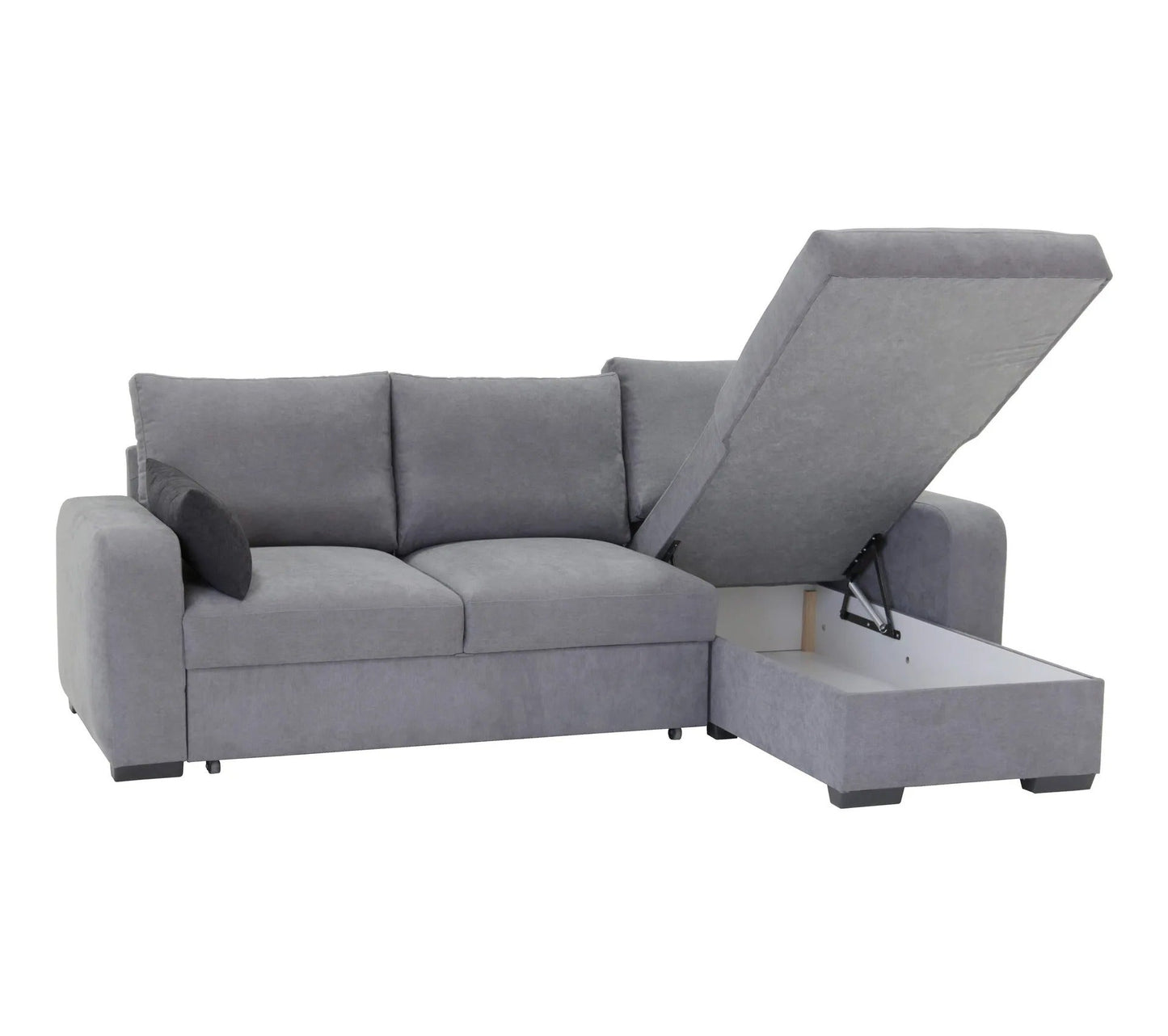 Canapé d'angle convertible méridienne réversible tissu gris clair BROADWAY