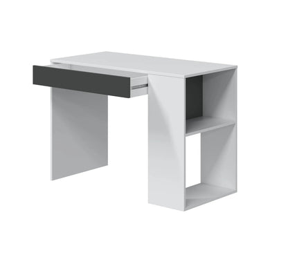 Bureau avec étagère MASTER blanc et gris