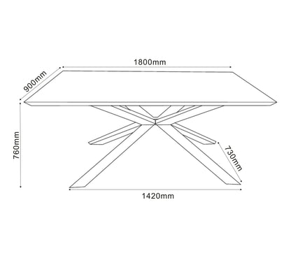 Mesa de comedor L.180 cm ARYA imitación roble gris y negro