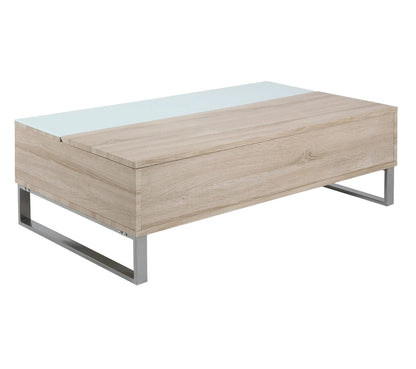 Table basse plateau relevable AZALEA Blanc et imitation chêne