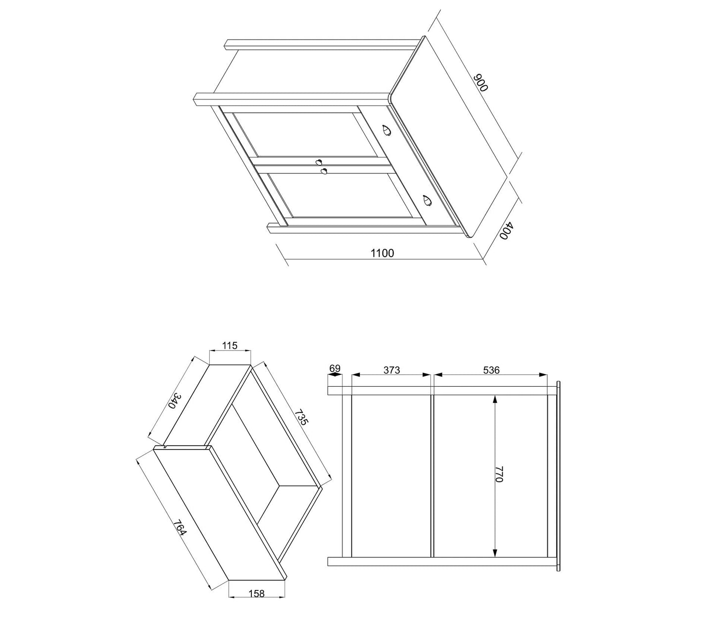 Pariser Sideboard MISTI graugrüne Eichenimitation