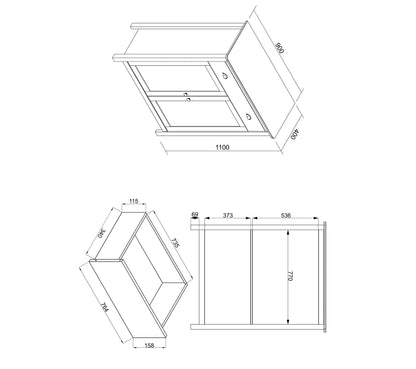 Pariser Sideboard MISTI graugrüne Eichenimitation