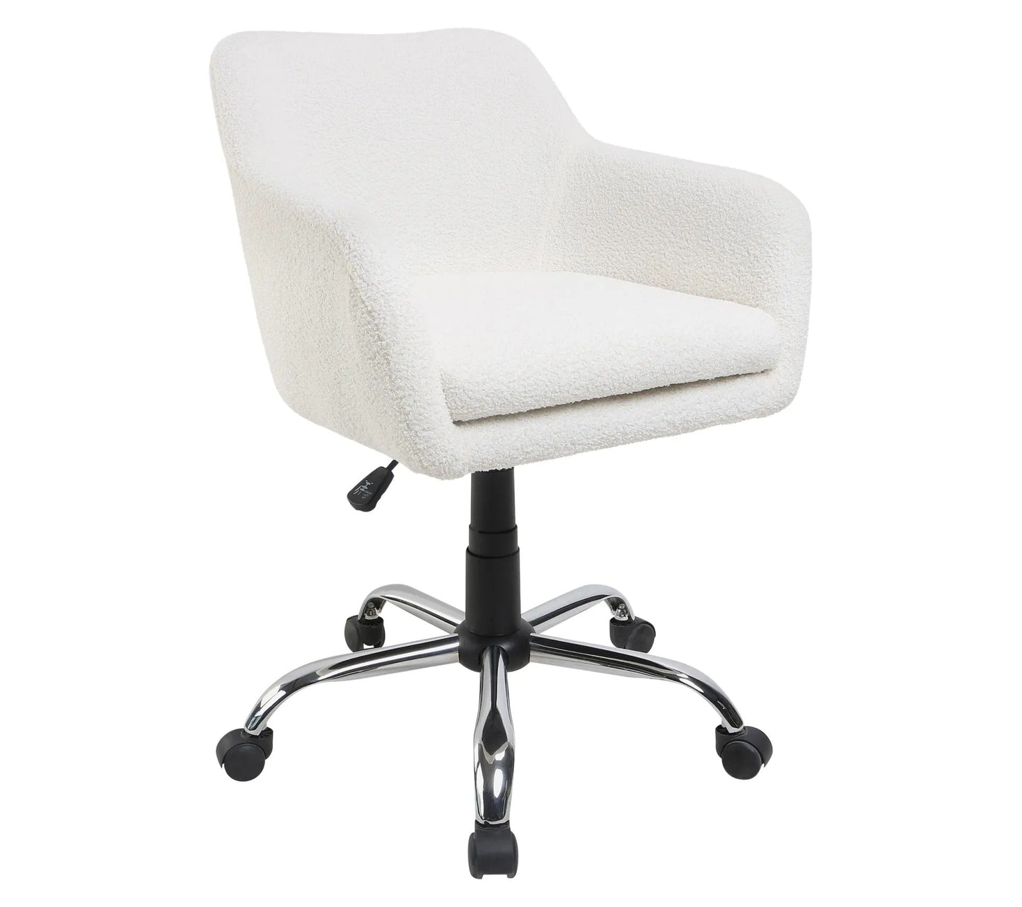 Chaise de bureau DUMESSA tissu bouclette blanc