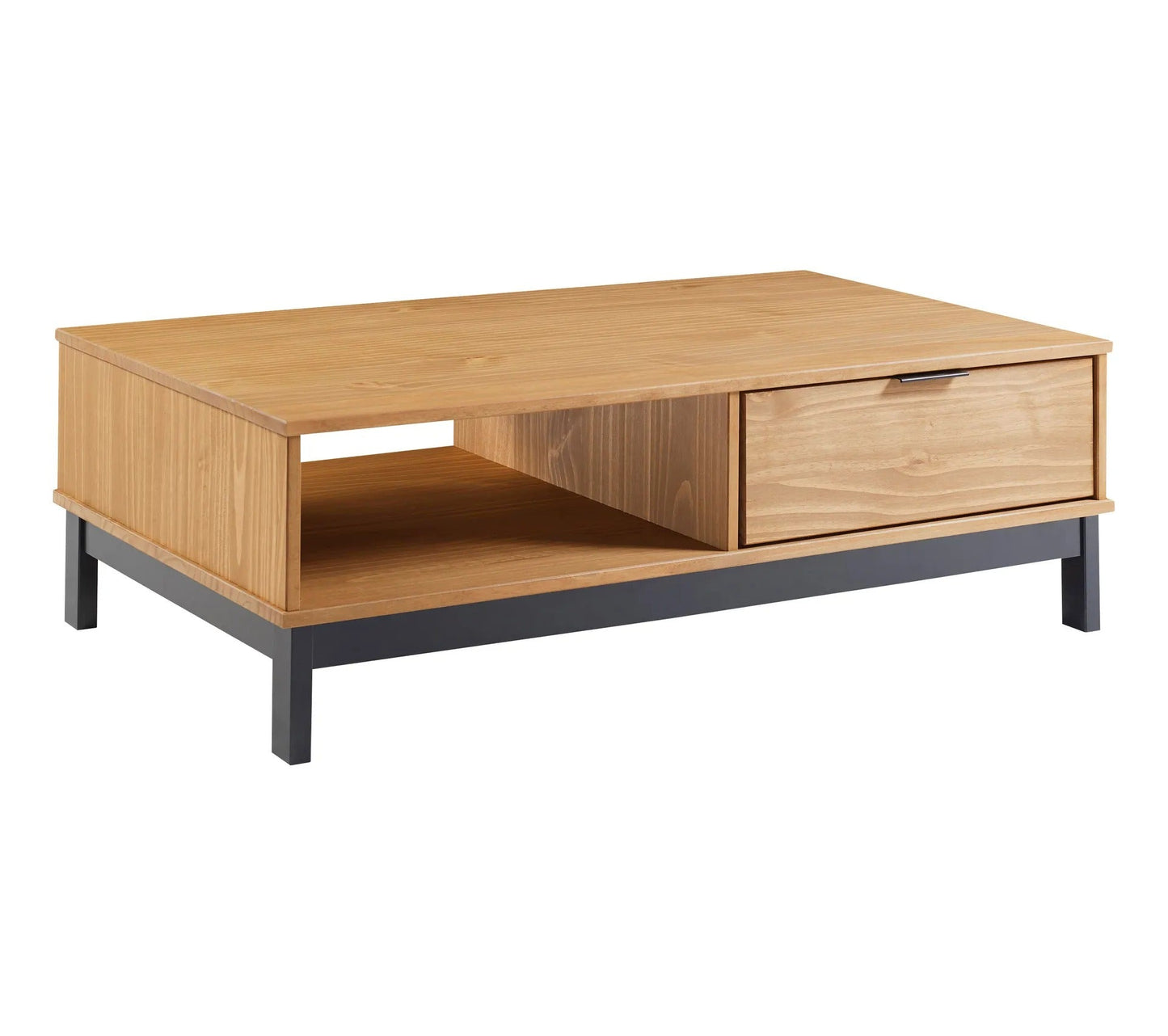 Mesa de centro estilo taller BRONX Madera maciza y negra