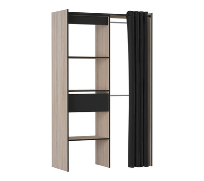 Armoire dressing extensible MOKA imitation Chêne brossé et noir