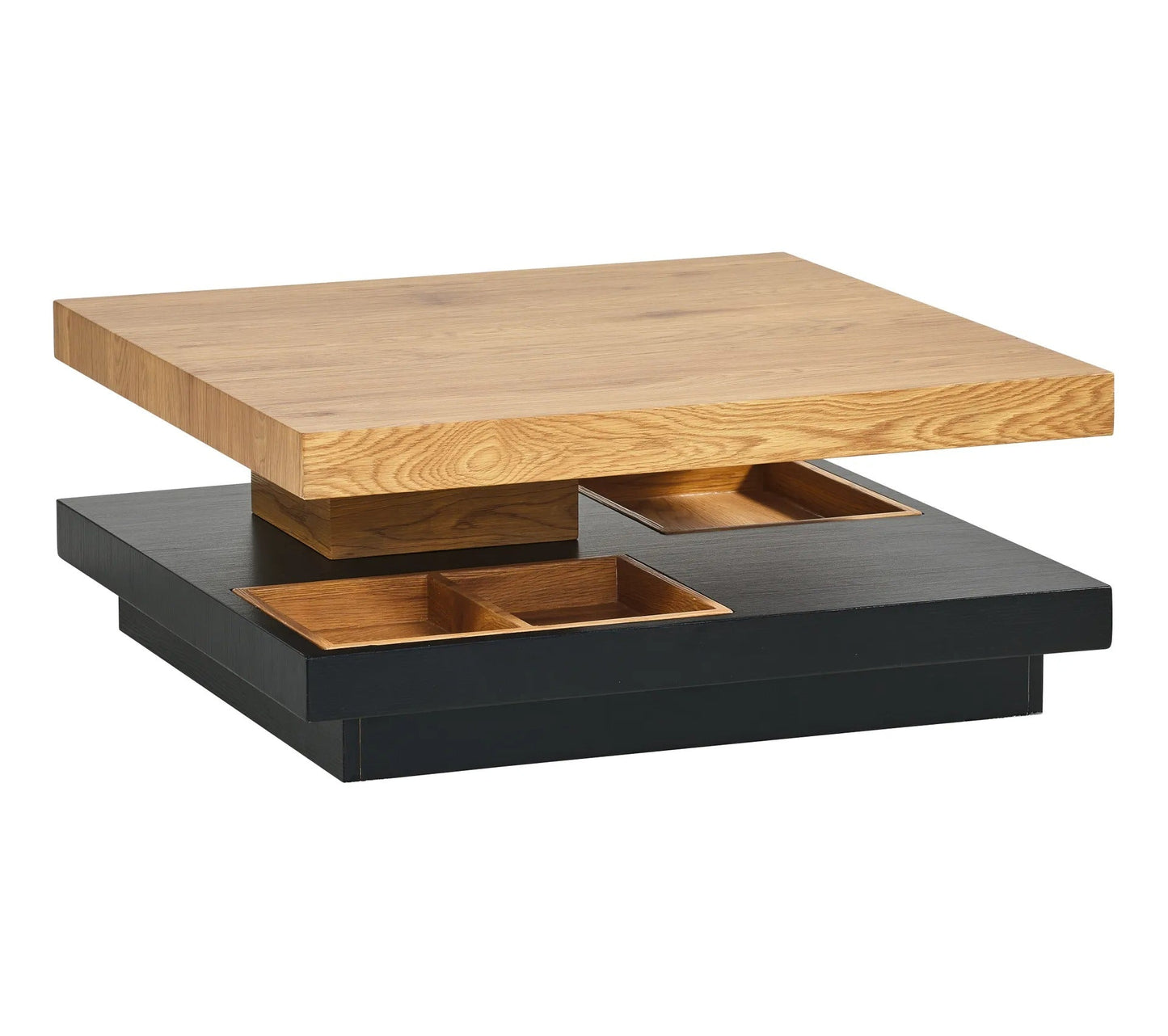 Table basse plateau pivotant TURN Imitation chêne et noir