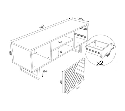 Mueble TV VANIA imitación roble 140cm