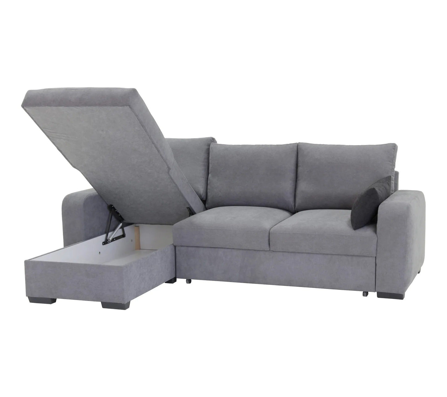 Canapé d'angle convertible méridienne réversible tissu gris clair BROADWAY