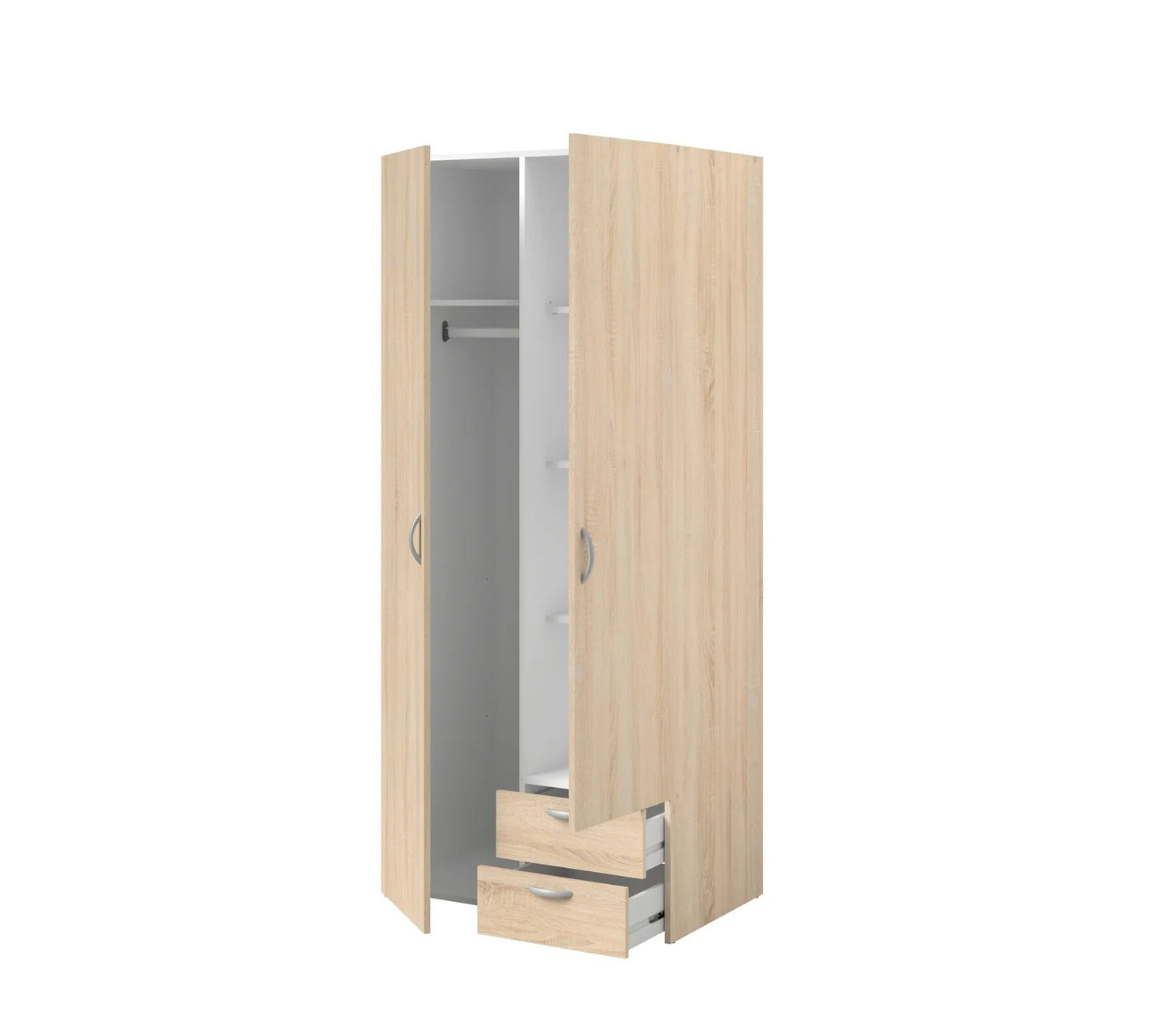 Armoire DAILY2 avec 2 portes 2 tiroirs imitation Chêne sonoma et blanc