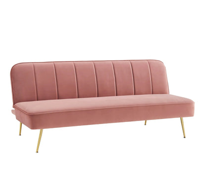 Banquette 3 places convertible LILY en velour rose