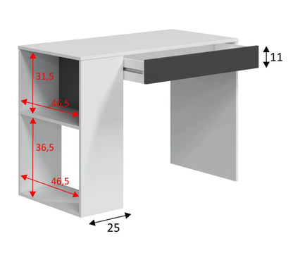 Bureau avec étagère MASTER blanc et gris