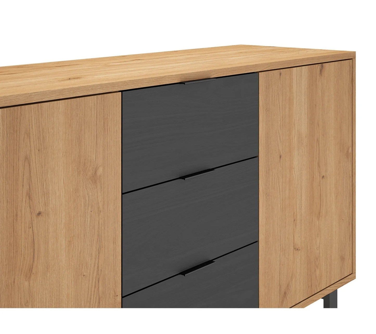 Sideboard 3 Türen 3 Schubladen 180 cm VANIA Eiche Nachbildung