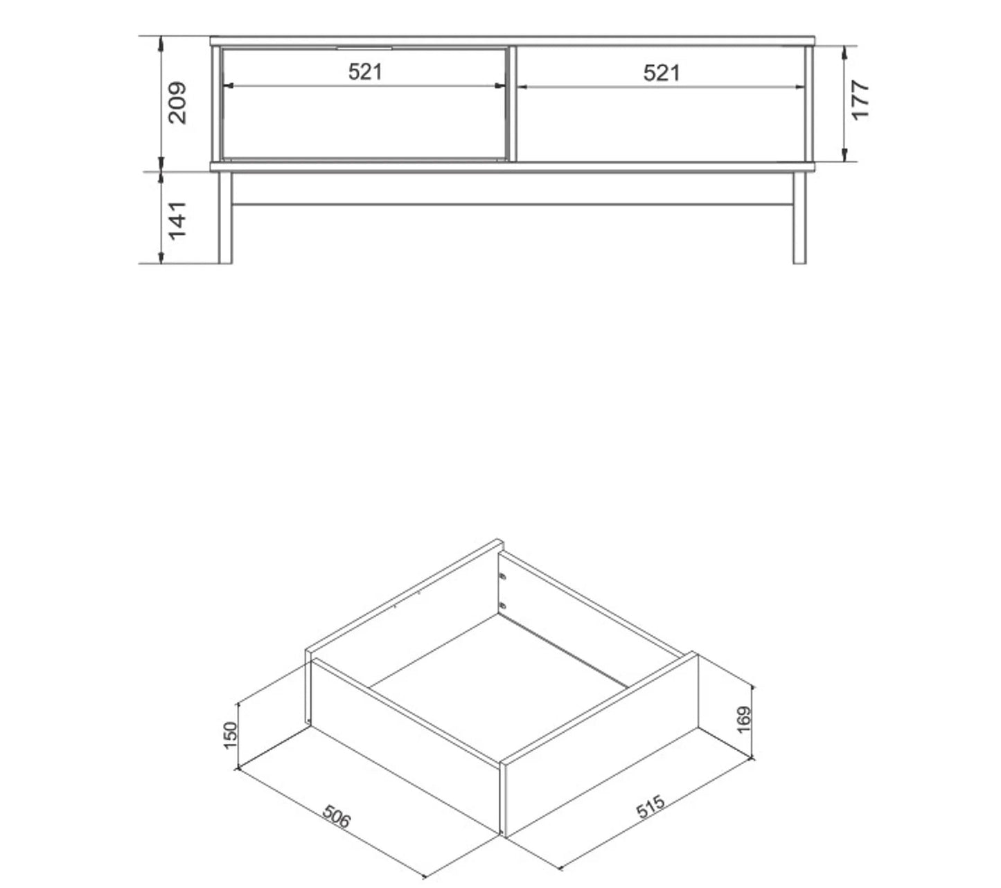 Mesa de centro estilo taller BRONX Madera maciza y negra